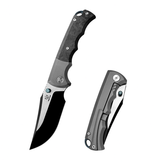Sharp Blade - M390 Folding Knife Titanium Carbon Fiber Handle Premium Pocket Knife