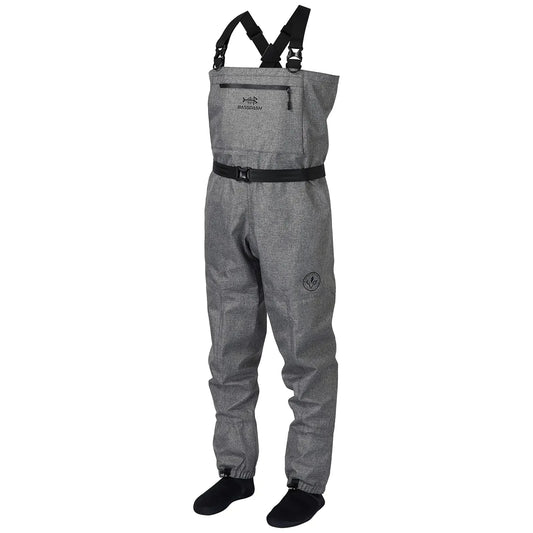 BASSDASH IMMERSE Breathable Ripstop Stocking Boot Foot Fishing Hunting Waders Lightweight Grey Camo Chest Wader for Men Women