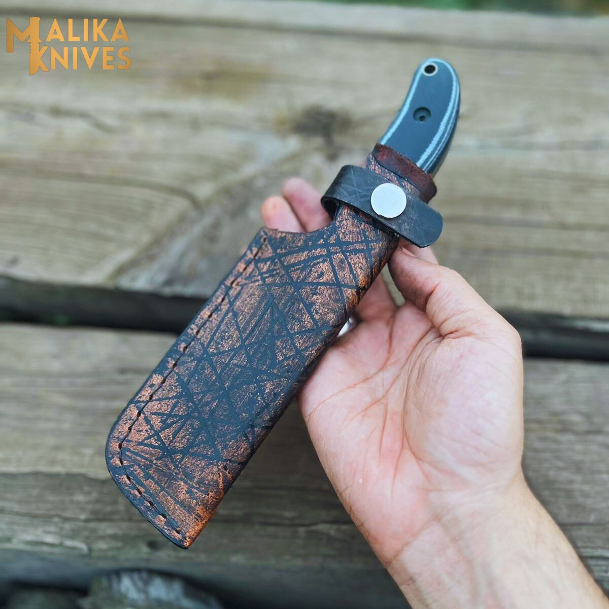 Hunter Point Ridge Runner Hunting Knife with Custom Leather Sheath - Artisan-Made Survival Gear - 0333