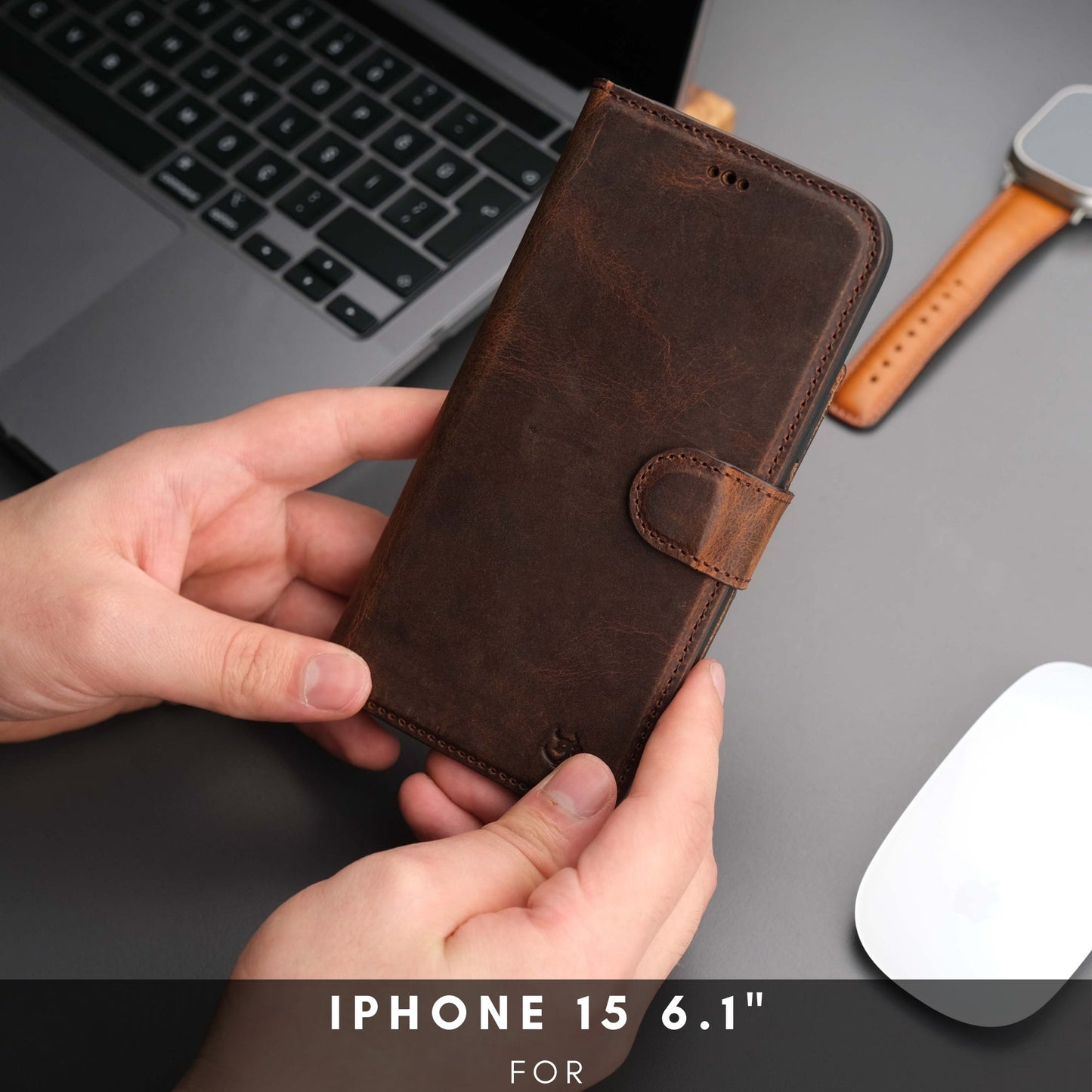Casper Leather iPhone 15 Wallet Case | Detachable MagSafe Compatible RFID Protection