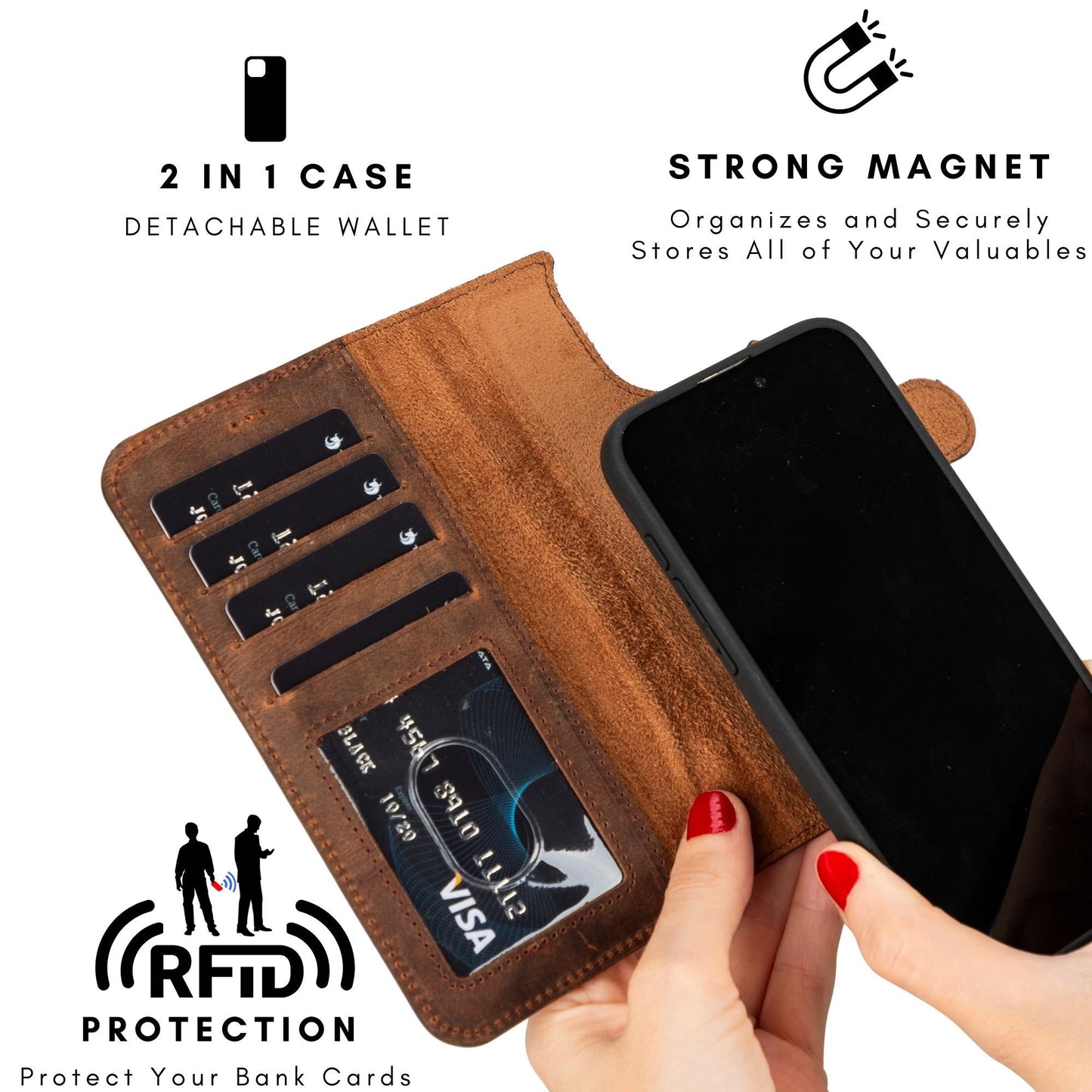 Casper iPhone 14 Series Detachable Leather Wallet Case