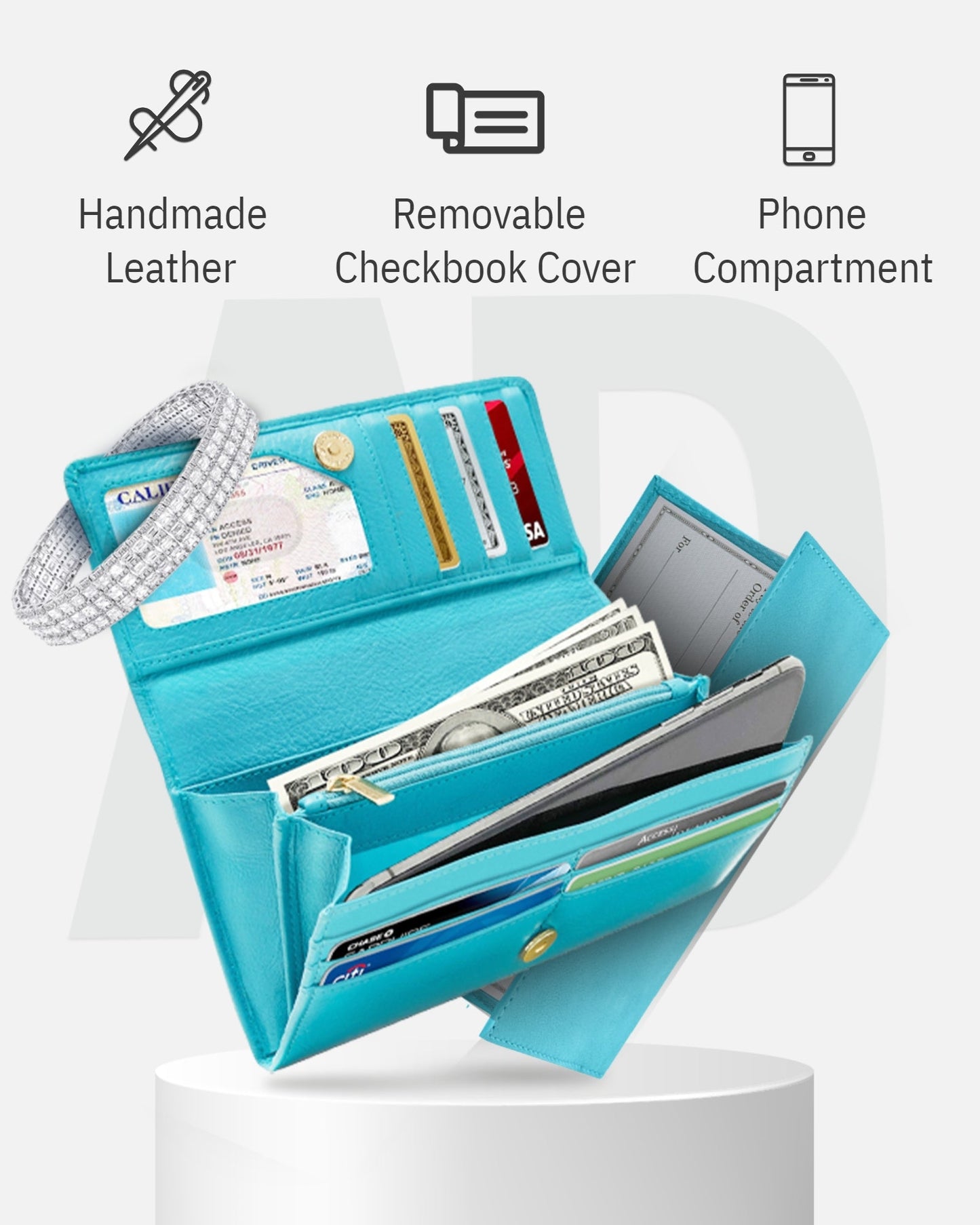 Accordion Clutch With Removable Checkbook Holder