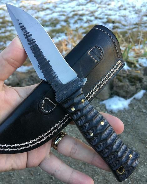 Custom Handmade 1095 Forged Steel Hunting Knife with Exotic Wood Handle – 8.25" | KBS Knives