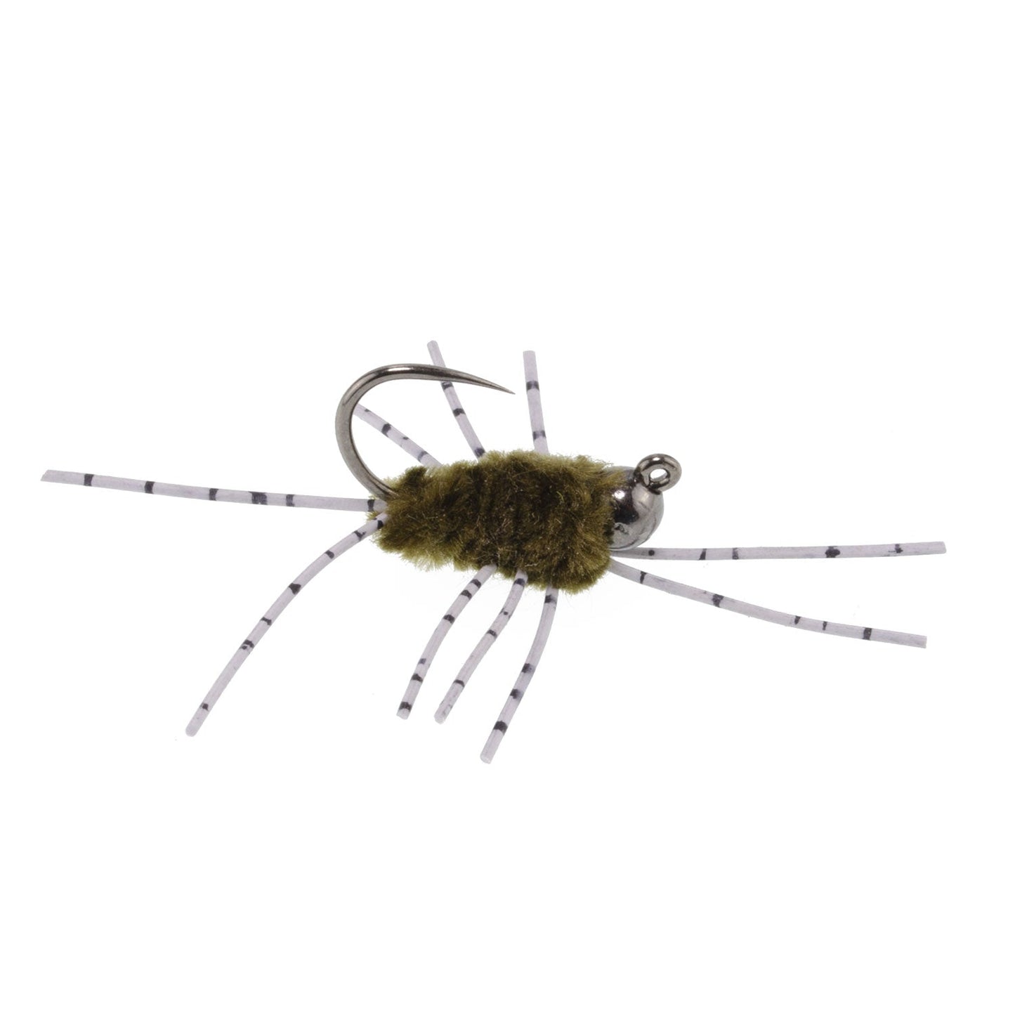 Barbless Pat's Barred Rubber Legs Tungsten Bead Jigged Dark Olive Euro Nymph  - Set of 6 Flies Hook Size 6