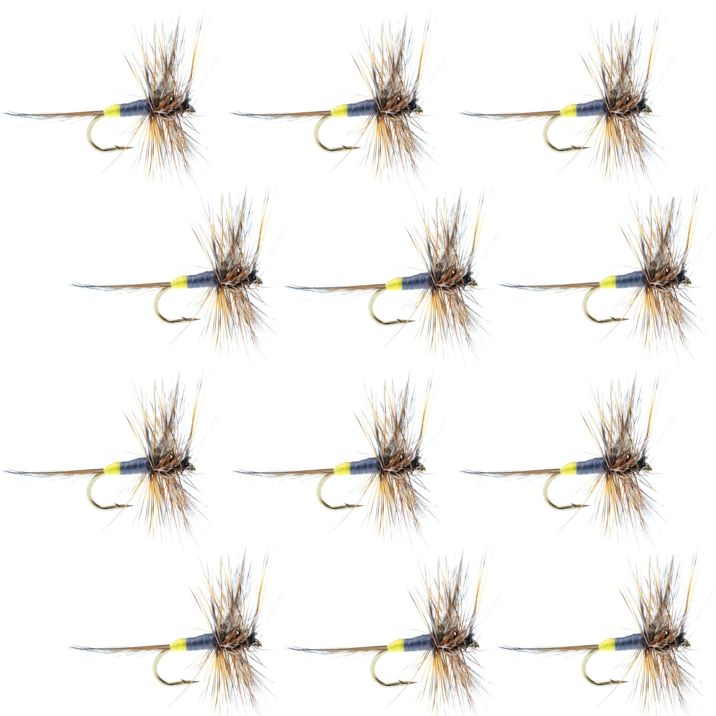 Adams Female Classic Dry Fly - 1 Dozen Flies - Hook Size 12