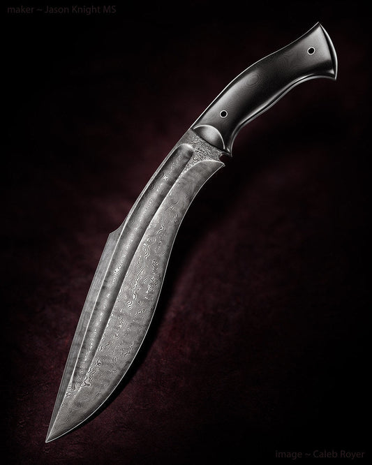 Authentic Khukuri Knife – Damascus Blade, G10 Handle