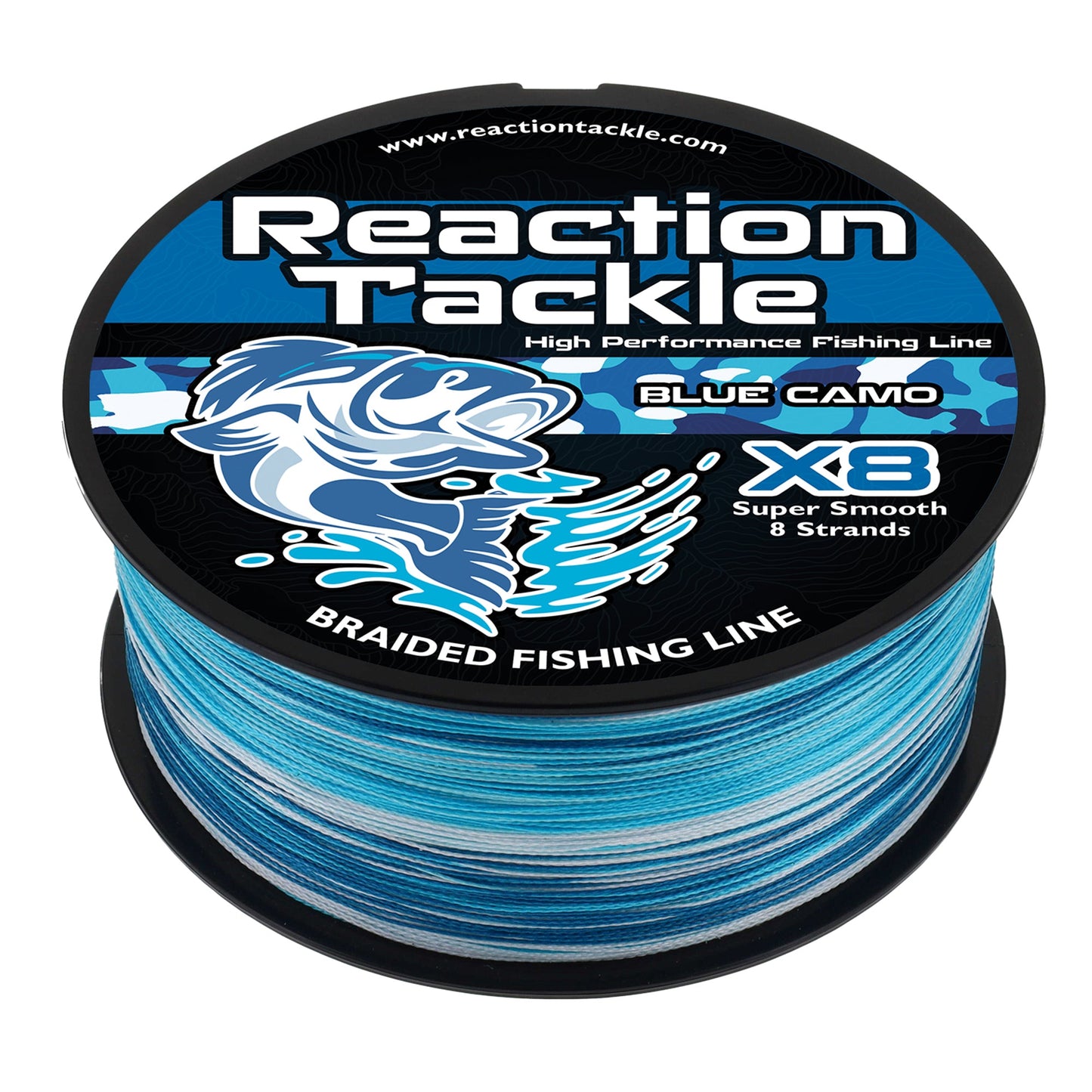 Reaction Tackle X8 Braided Fishing Line - Blue Camo 8 Strand