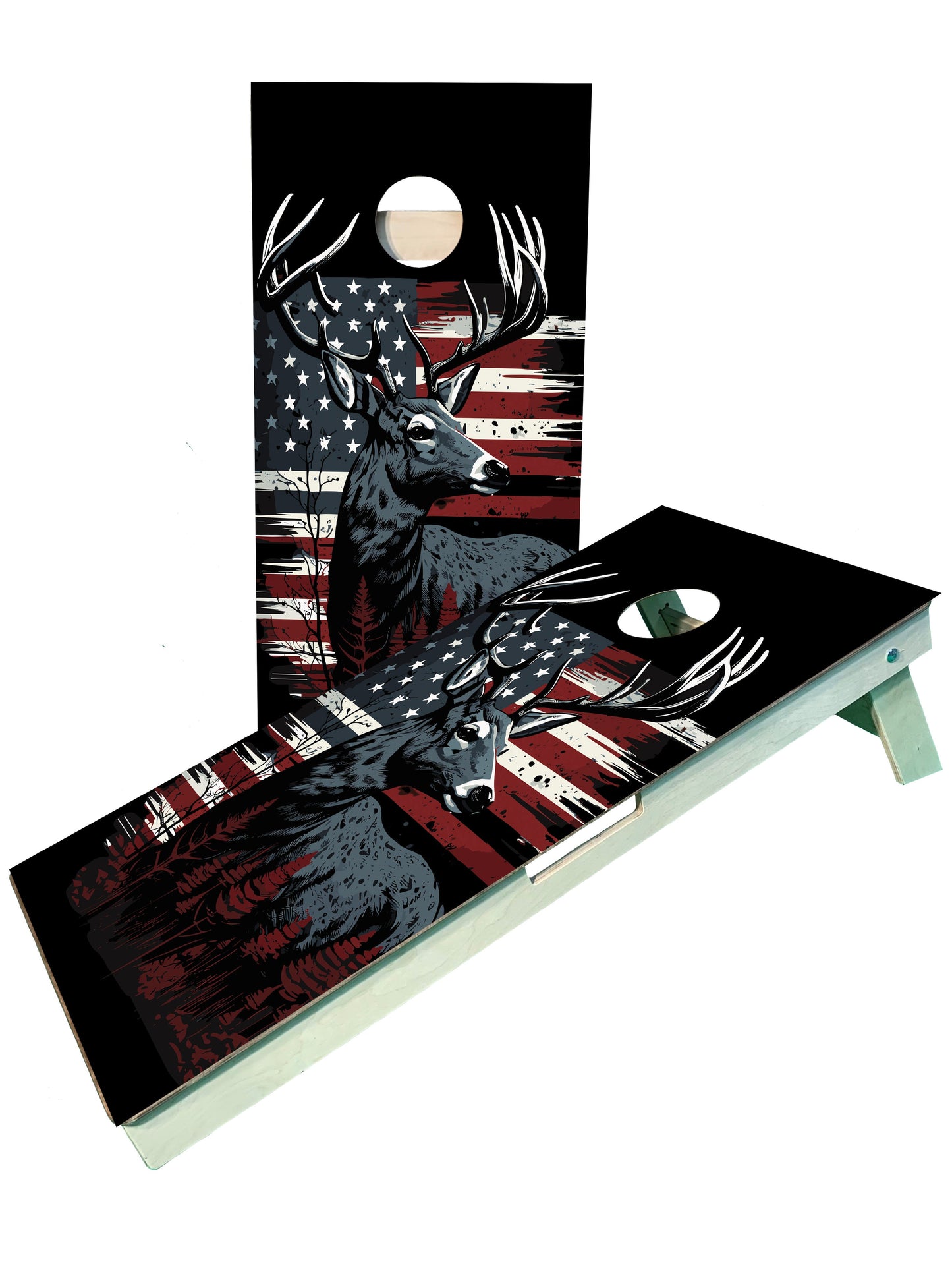 Hunting Buck/Deer American Flag Pro Cornhole Boards