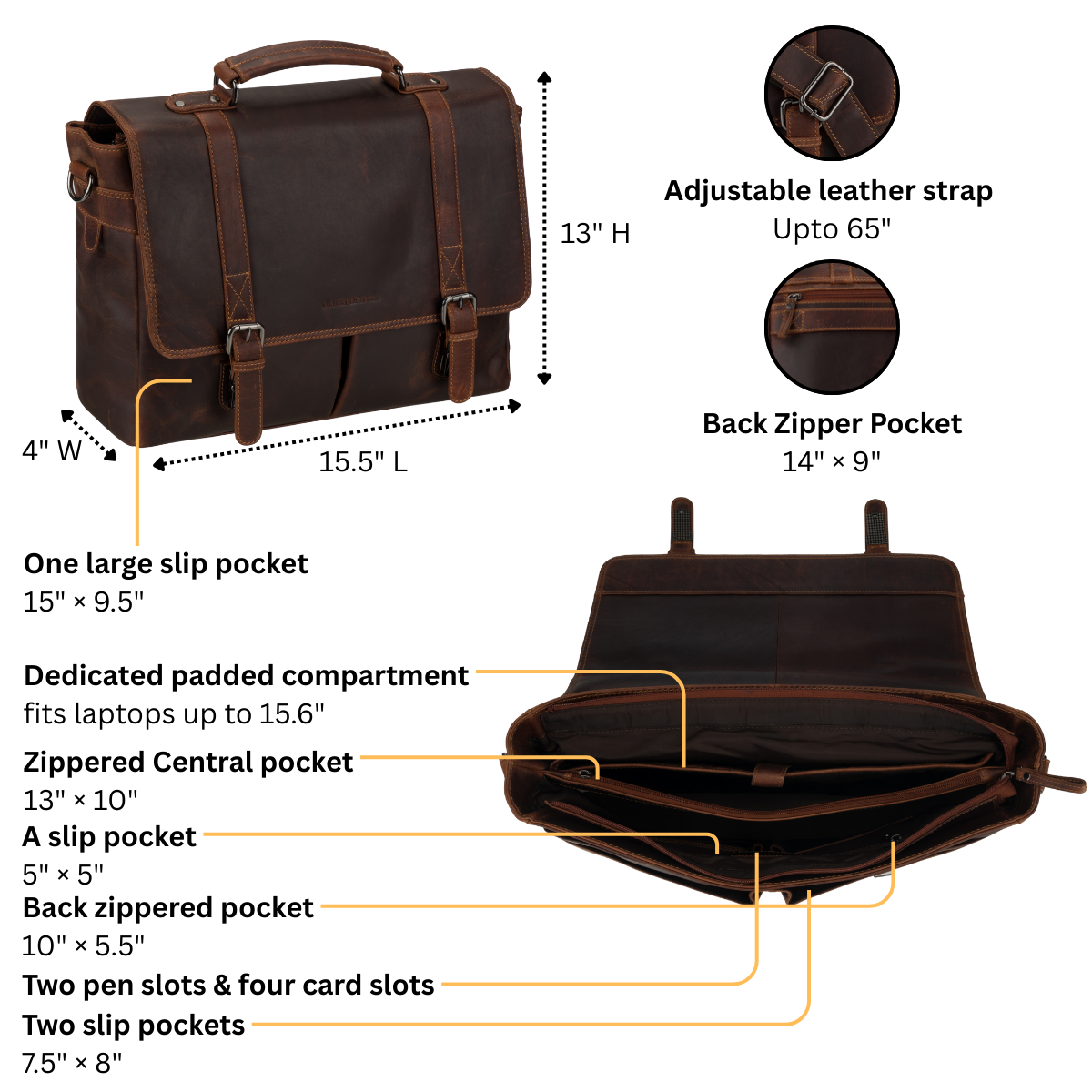 Boston Briefcase 16" Chestnut