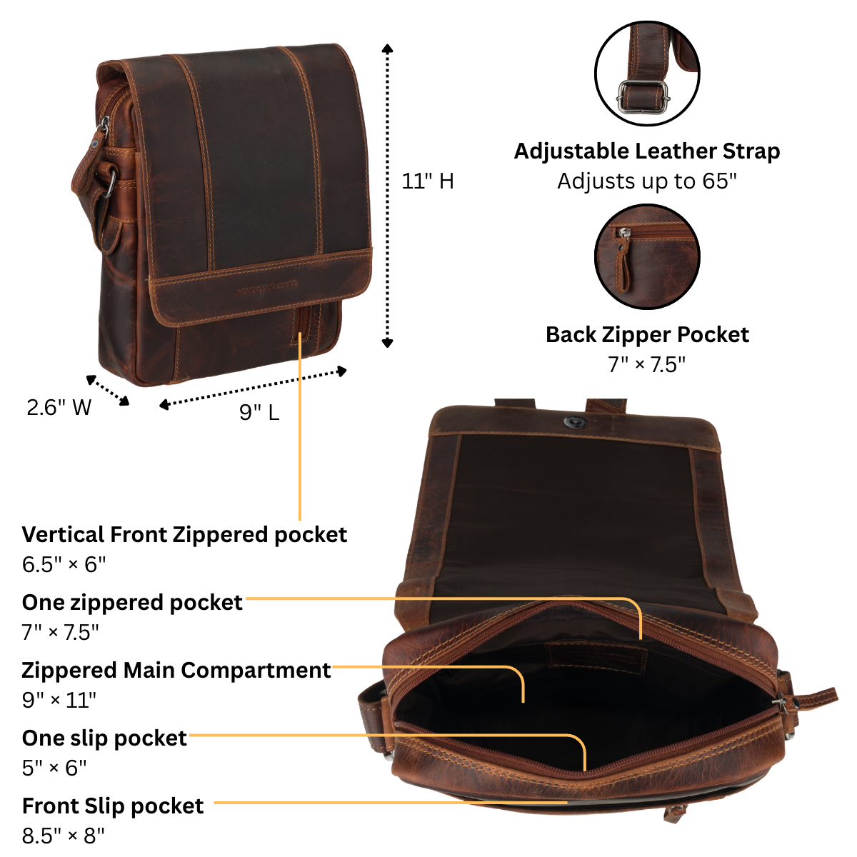 Boulder Messenger Bag Chestnut