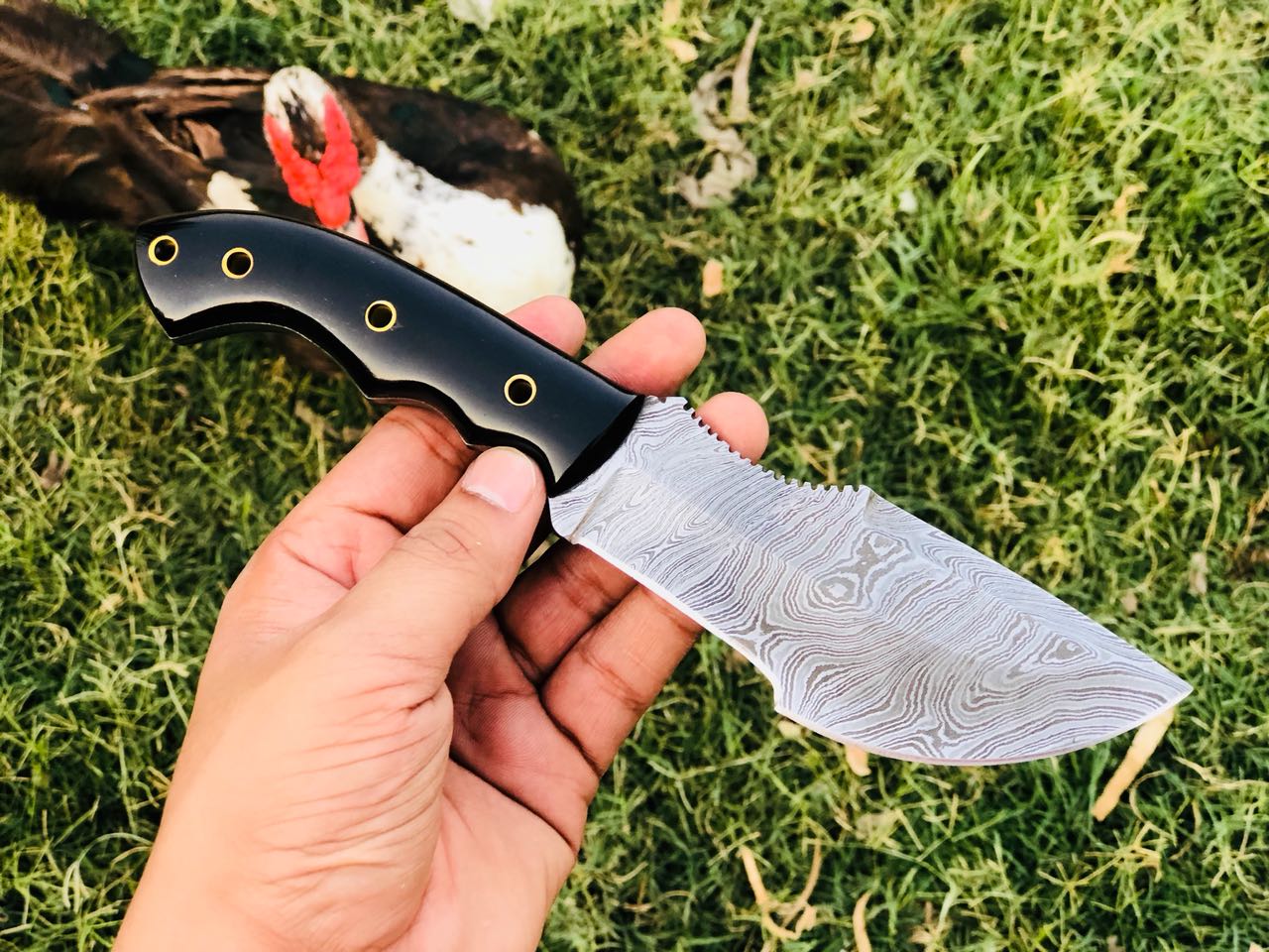 Custom Handcrafted Damascus Steel Tom Brown Tracker Knife - Ideal for Survival, Camping & Tactical Use | KBS Knives