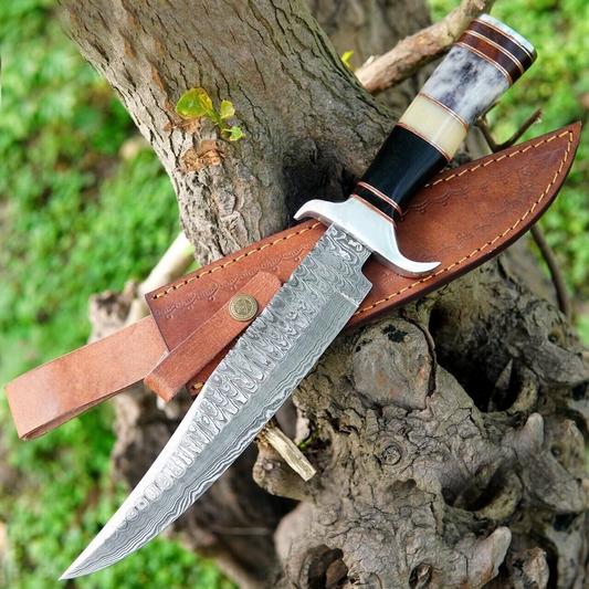 Damascus Bowie Knife - 16-Inch Handmade Masterpiece