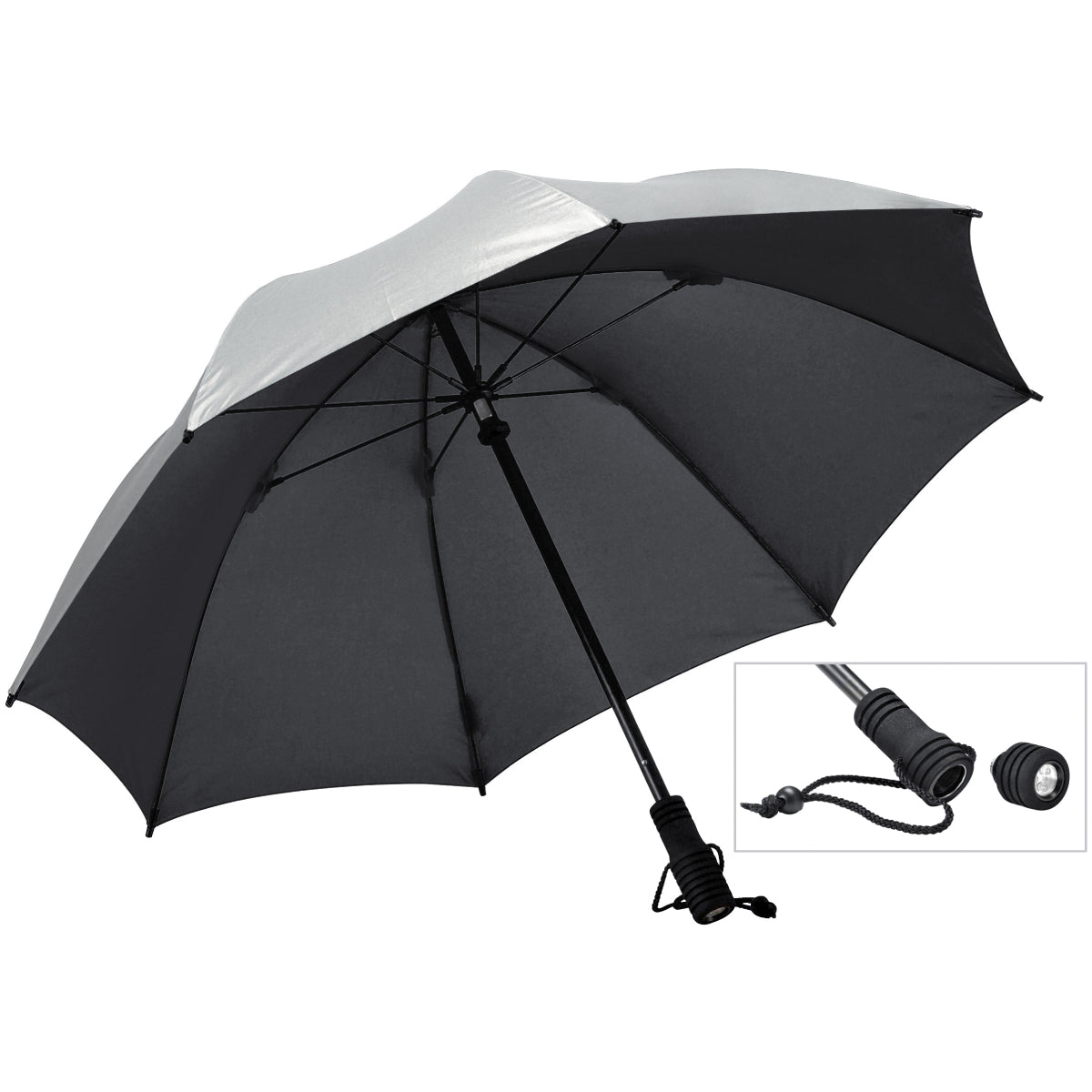 Swing Flashlight Trekking Umbrella – Ultra-Lightweight, Durable Frame with Integrated Detachable LED Flashlight, Windproof Design & UPF 50+ UV Protection