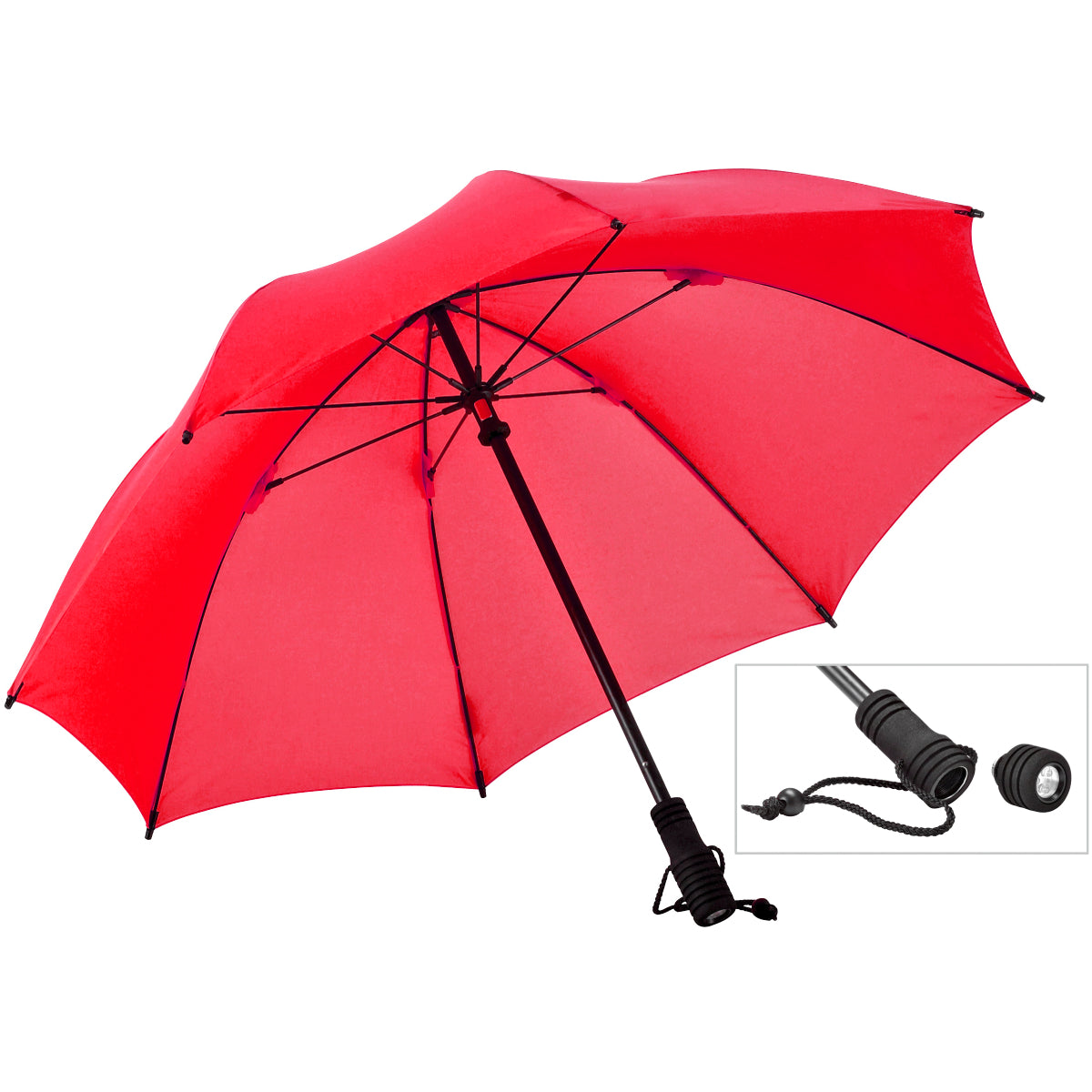 Swing Flashlight Trekking Umbrella – Ultra-Lightweight, Durable Frame with Integrated Detachable LED Flashlight, Windproof Design & UPF 50+ UV Protection