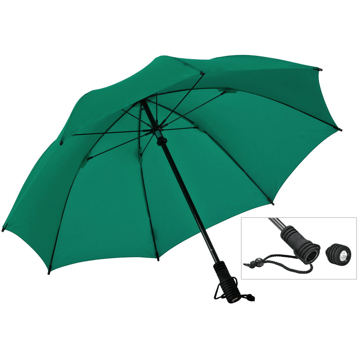 Swing Flashlight Trekking Umbrella – Ultra-Lightweight, Durable Frame with Integrated Detachable LED Flashlight, Windproof Design & UPF 50+ UV Protection