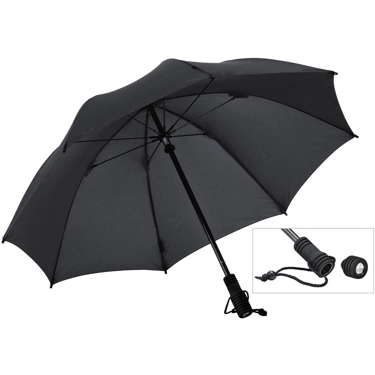 Swing Flashlight Trekking Umbrella – Ultra-Lightweight, Durable Frame with Integrated Detachable LED Flashlight, Windproof Design & UPF 50+ UV Protection