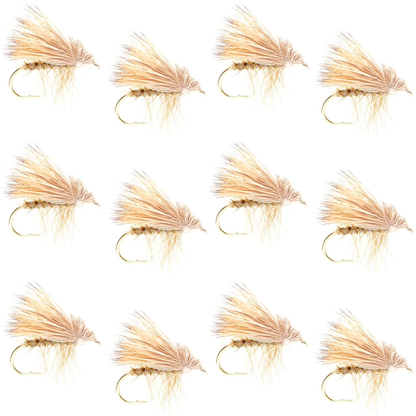 Barbless Yellow Elk Hair Caddis Classic Trout Dry Flies 1 Dozen Flies Size 18