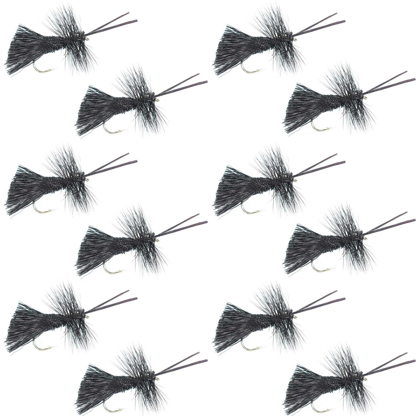 Goddard Caddis Black Dry Fly - 12 Flies Hook Size 14