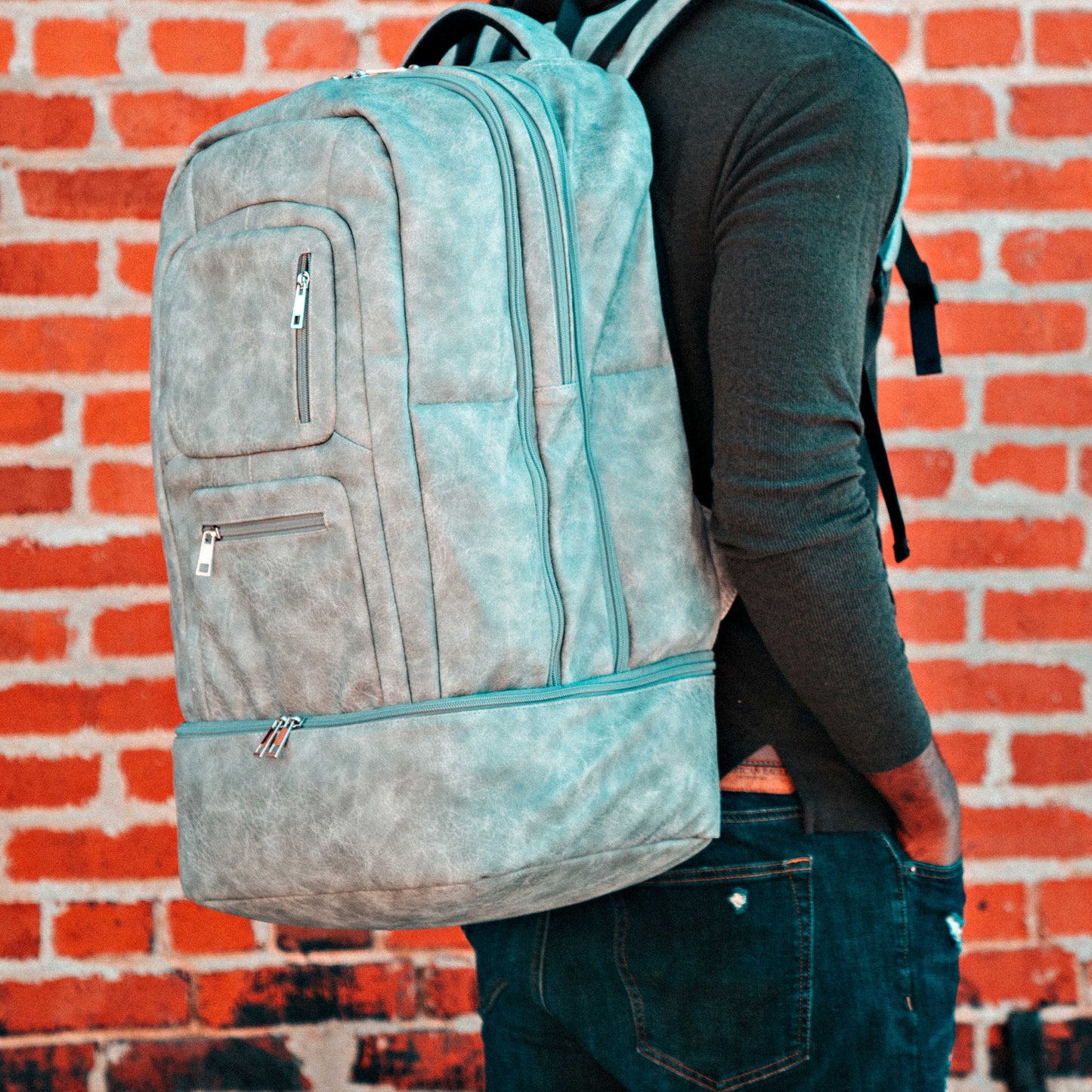 Grey Leather Carry-On Patented Backpack (Only 300 Made)