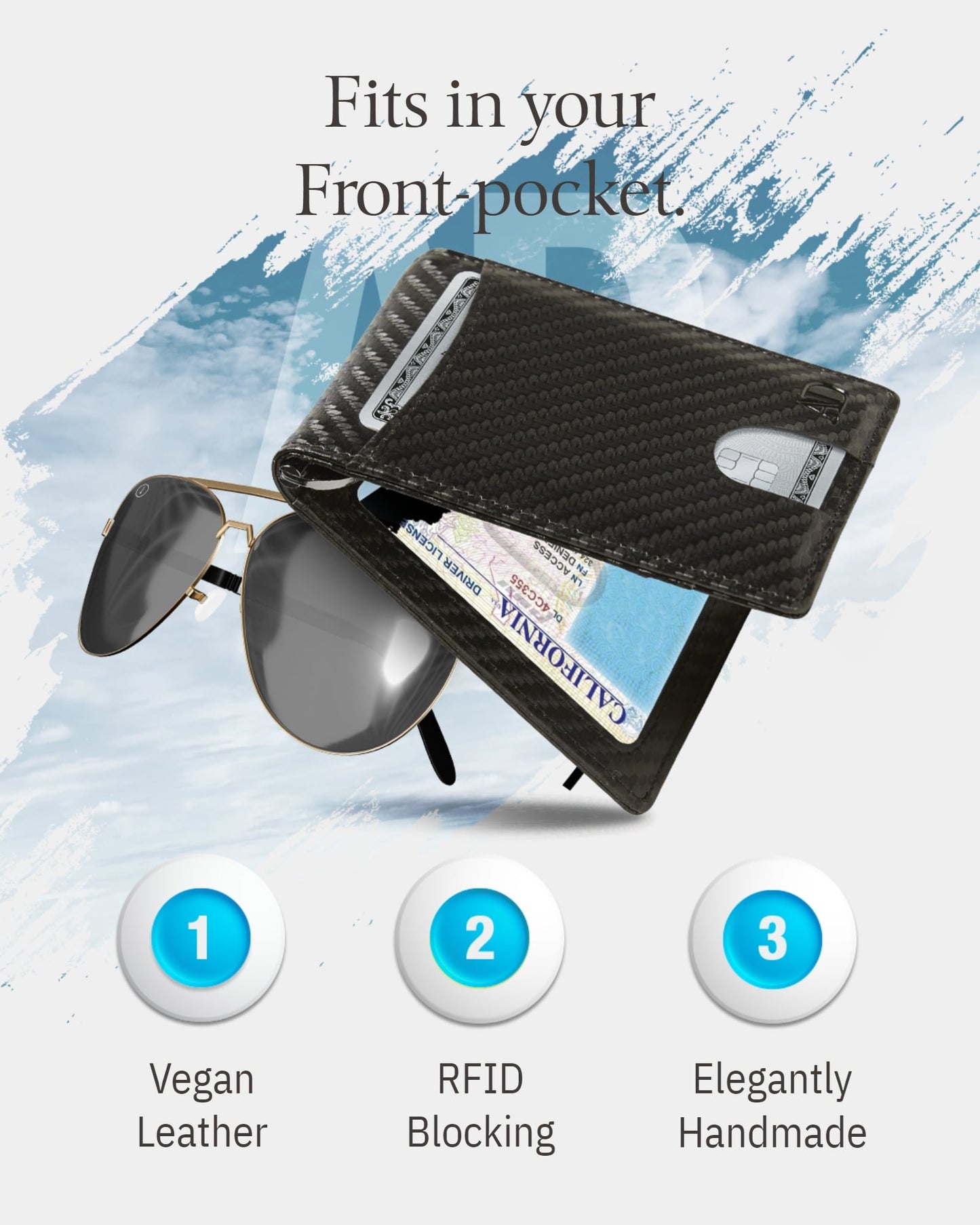 Money Clip Bifold Wallet W/ Pull Strap