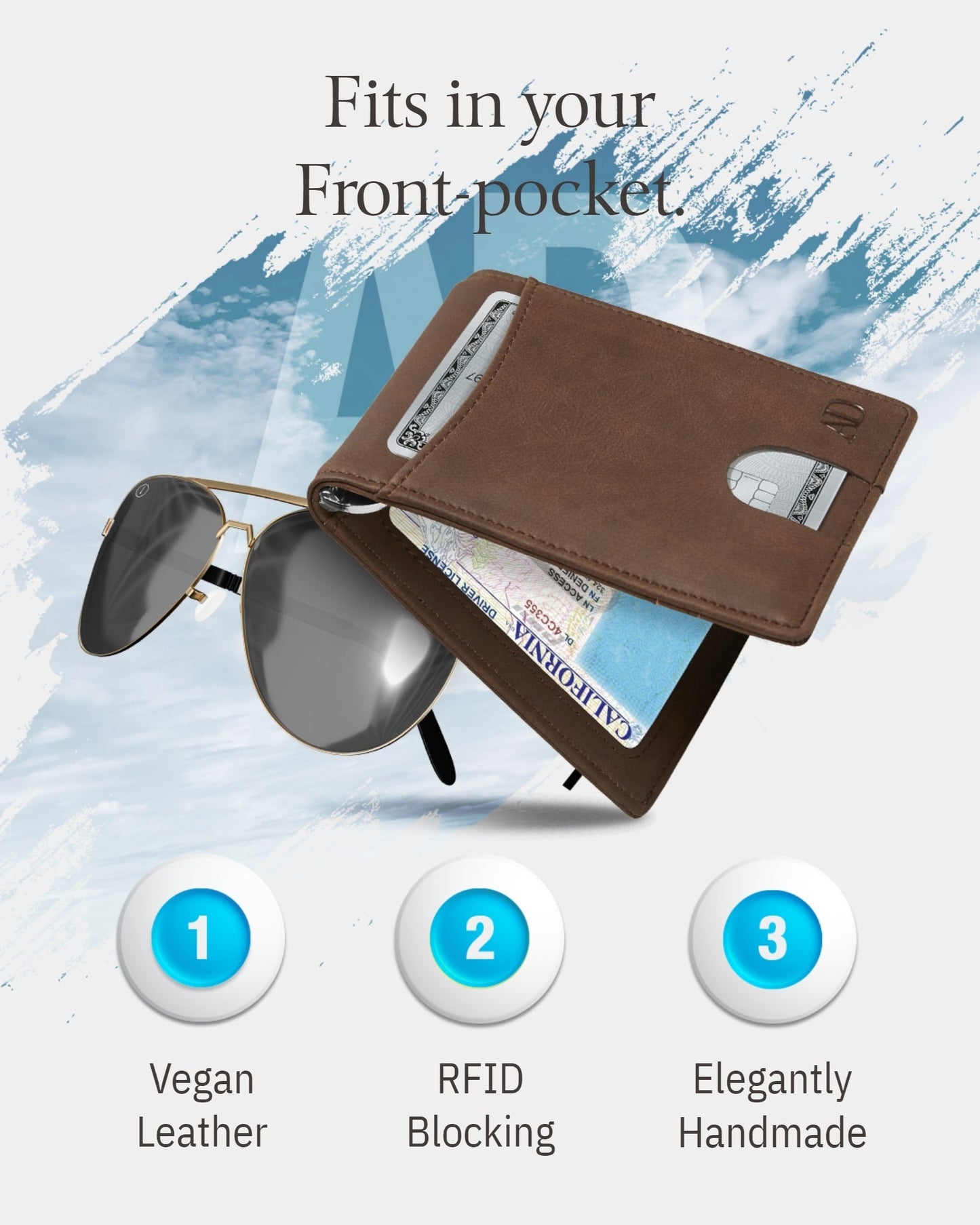 Money Clip Bifold Wallet W/ Pull Strap