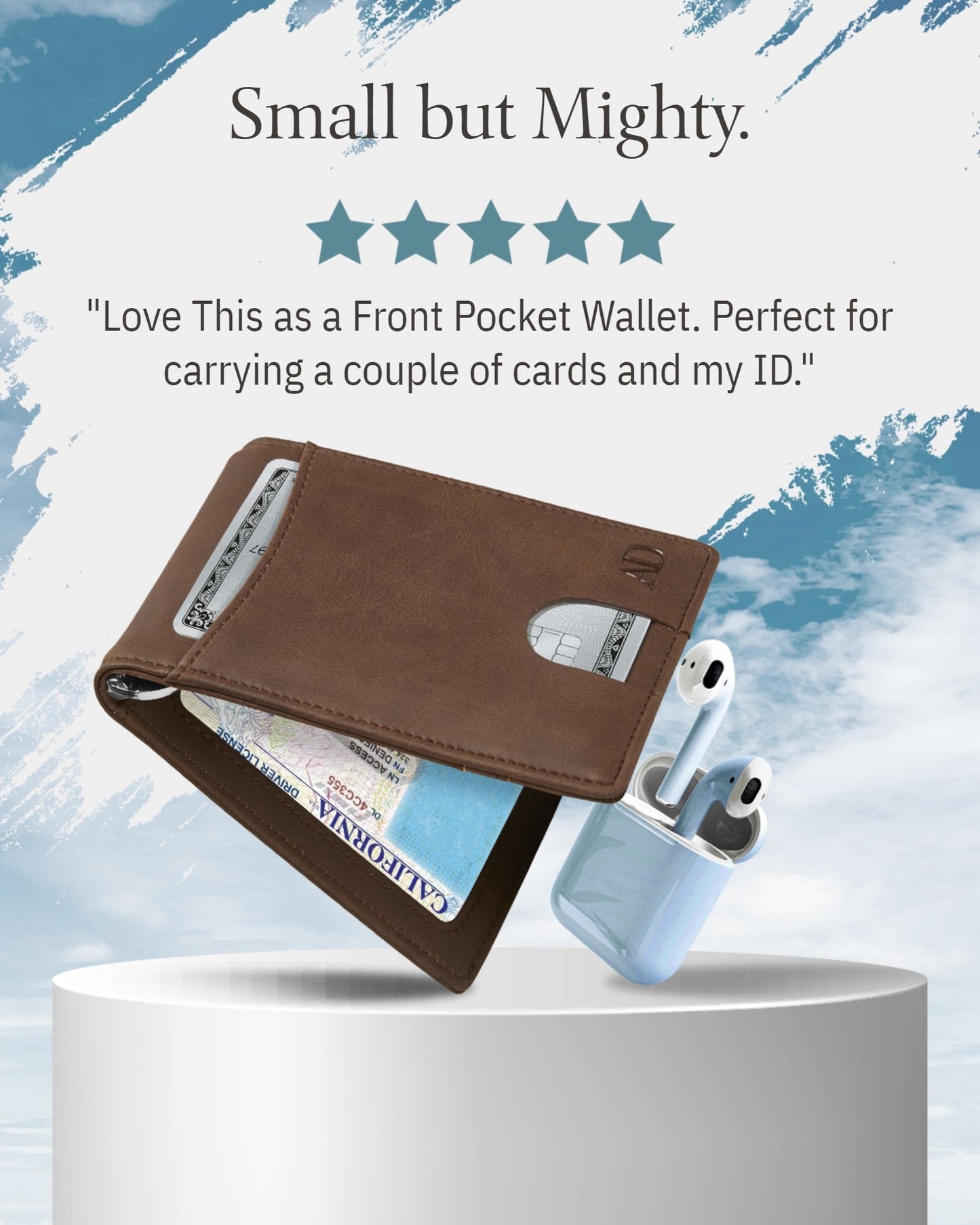 Money Clip Bifold Wallet W/ Pull Strap