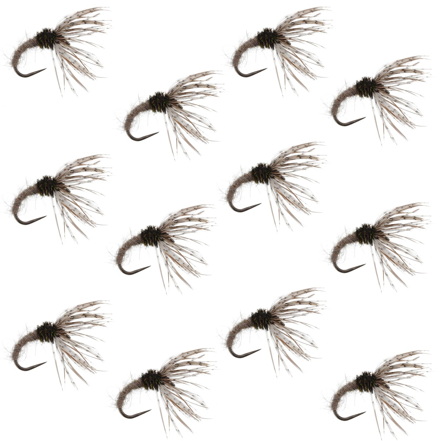 Hares Ear Sakasa Kebari - 12 Tenkara Flies - Size 10