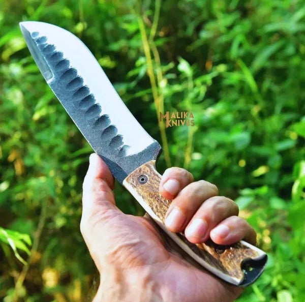 Hand forged D2 Stag Seeker Hunting Knife - with Full Tang Build-0346