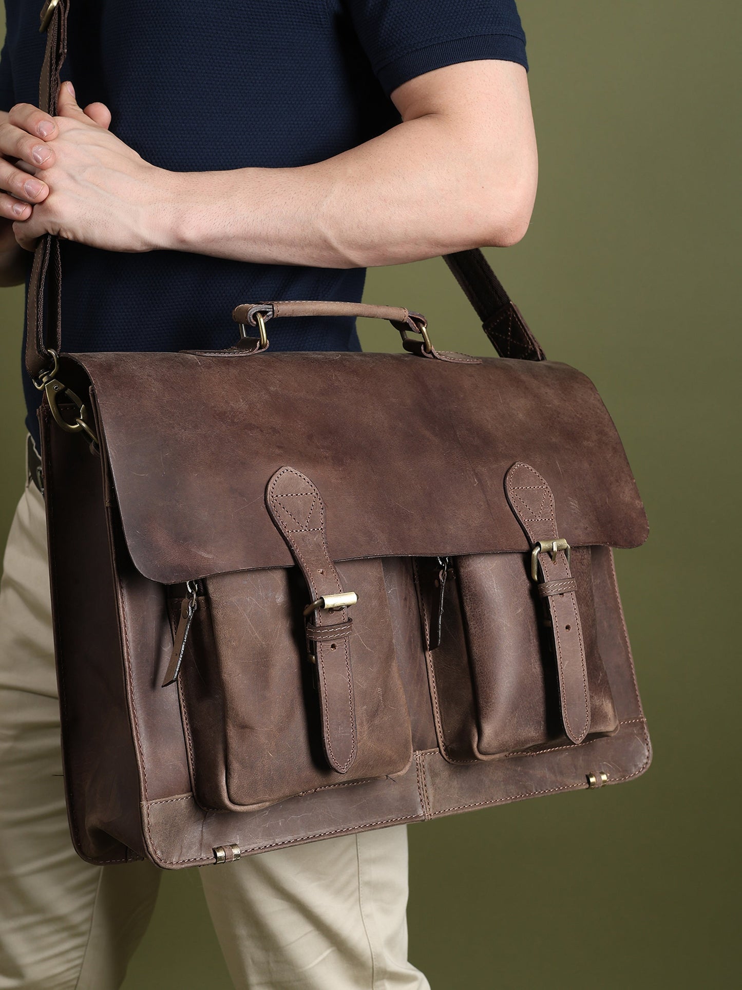 Buffalo Leather Messenger Bag
