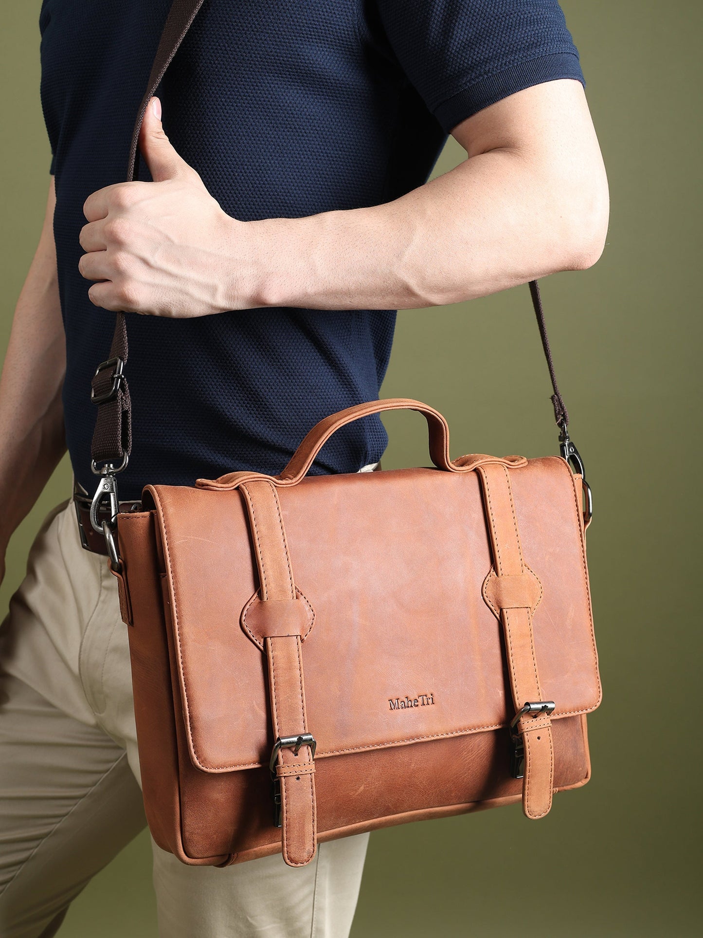 Falco Slim Leather Laptop Bag