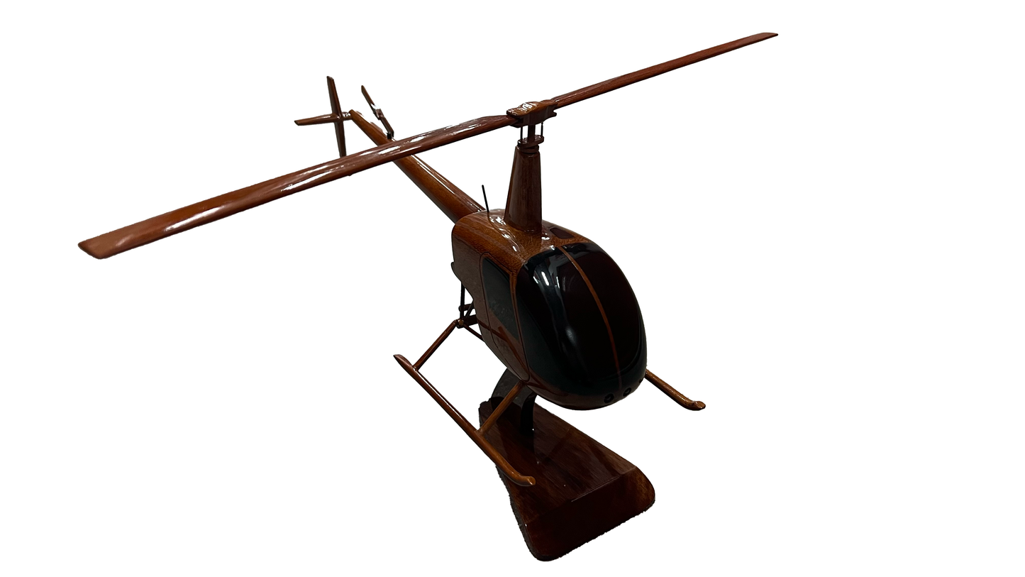 Robinson R-22 ( R22 ) Mahogany Wood Desktop Helicopters Model