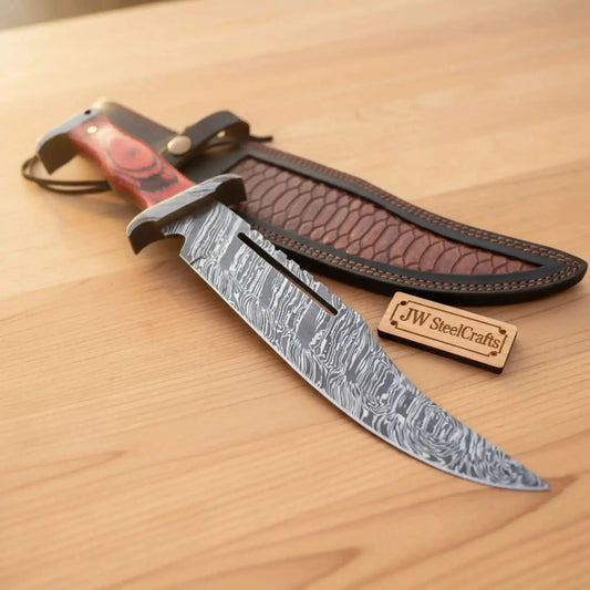 Frontier Fuller Bowie Knife 12 Fire Pattern Handmade Damascus Steel