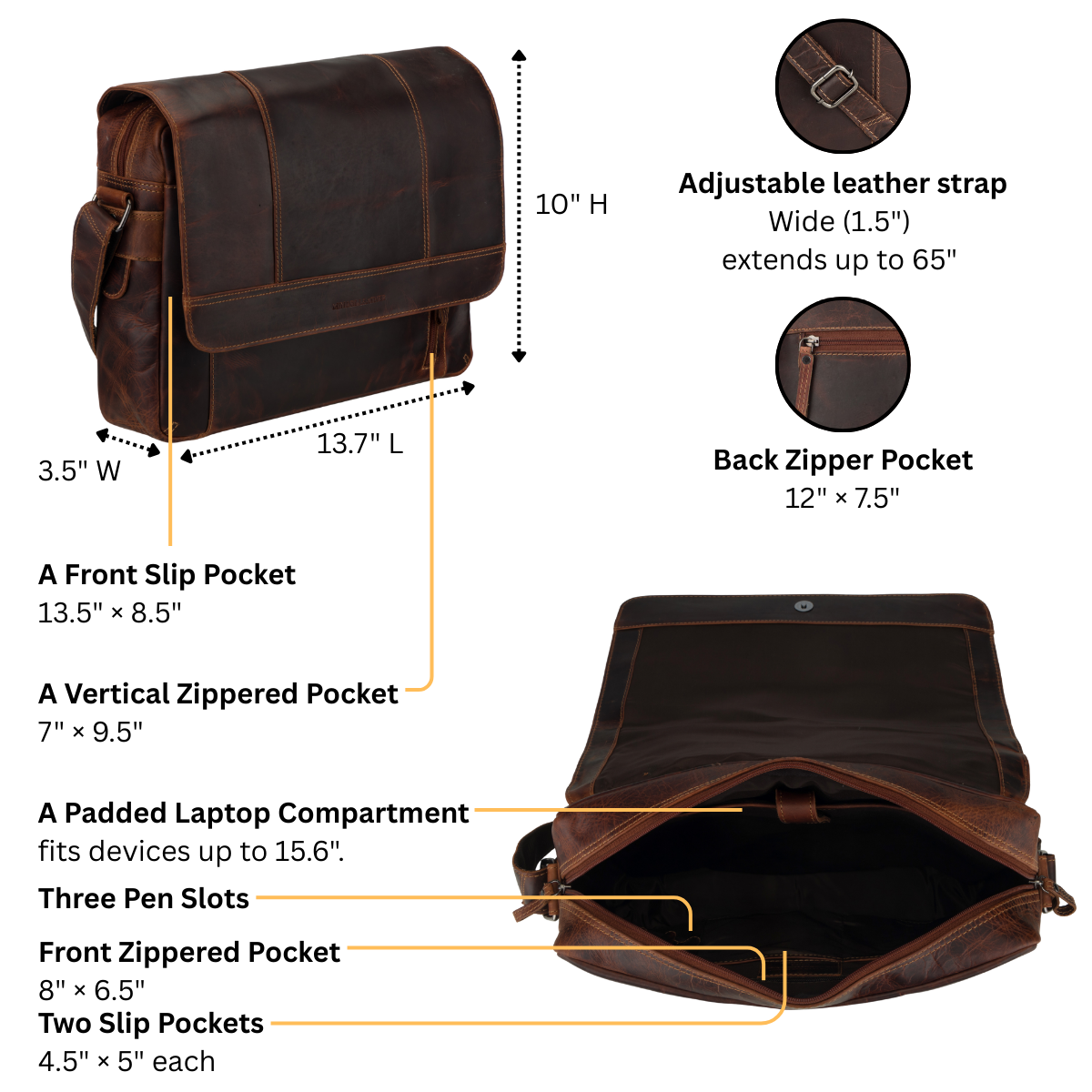 Jordan Messenger Bag 15.6" Brown