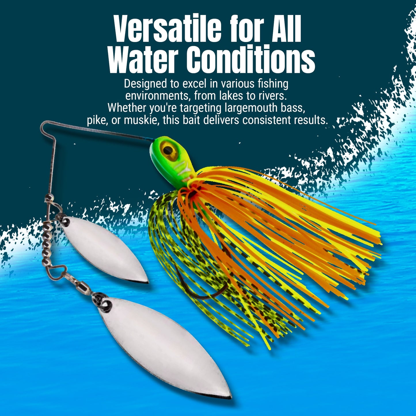 Reaction Tackle Lead Spinnerbait Jigs – 3-Pack, Double Willow Blade - New