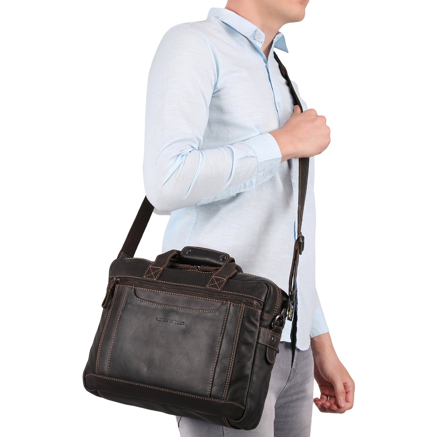 Seattle Briefcase Bag 14" Brown