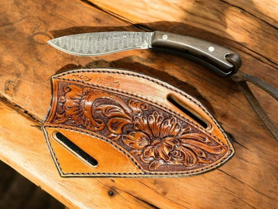 Mini Kukri Blade – Damascus Steel Walnut Handle