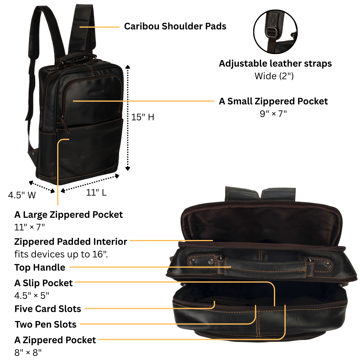 Orlando Backpack 16" Brown