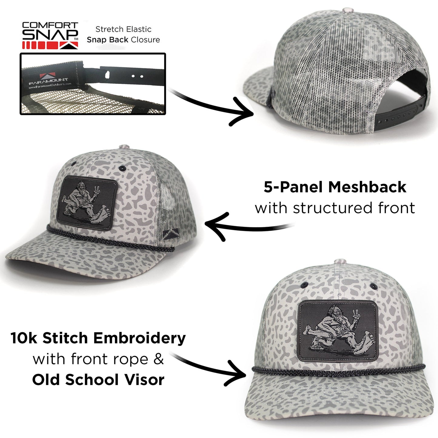 Bigfoot Bass Squatch Fishing 6-Panel Rope Cap