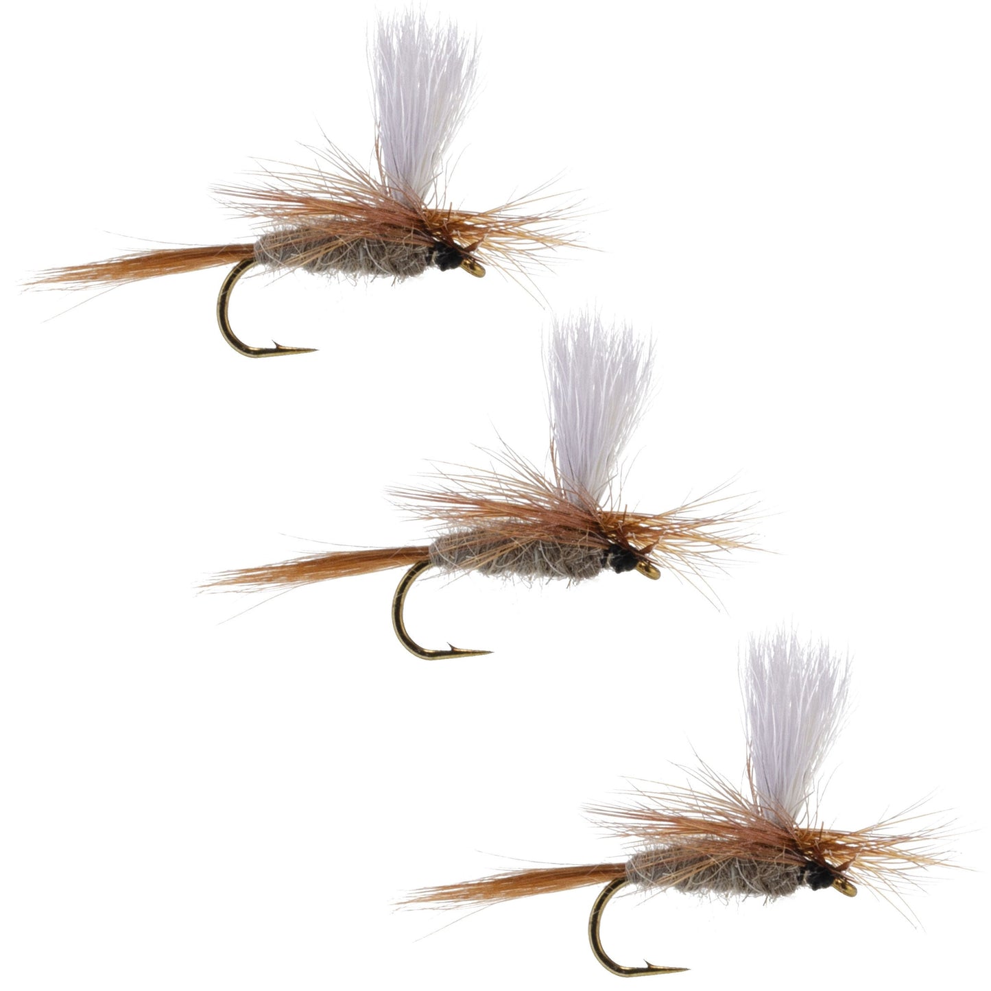3 Pack Hares Ear Parachute Classic Dry Fly - Hook Size 18