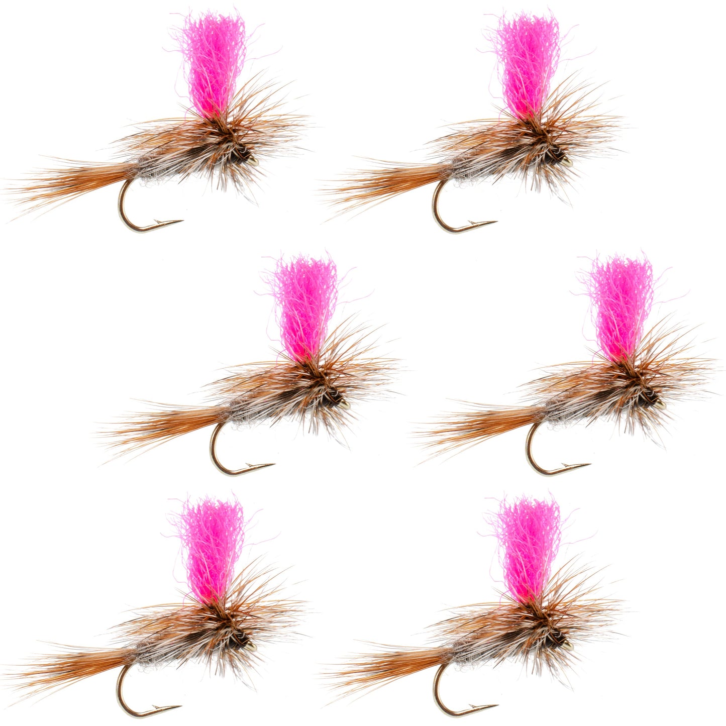 Adams Hi-Viz Parachute Classic Dry Fly - 6 Flies Hook Size 12