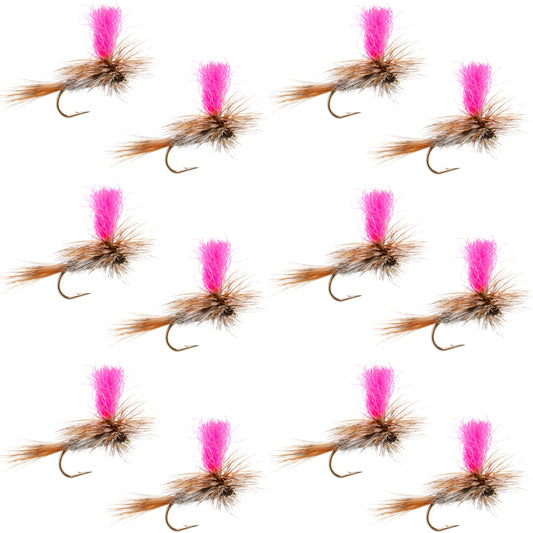 Adams Hi-Viz Parachute Classic Dry Fly - 12 Flies Hook Size 10