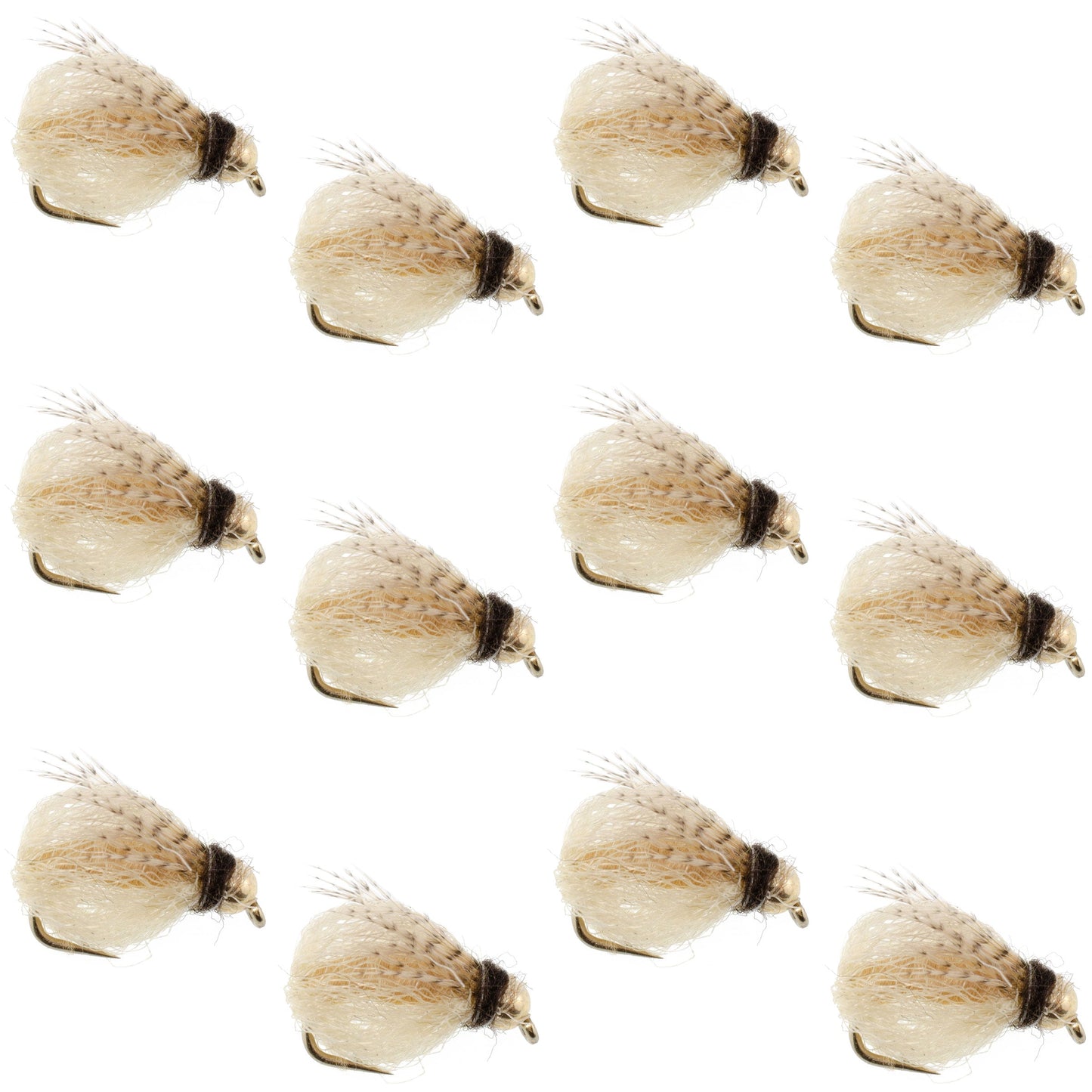 Bead Head LaFontaine Tan Deep Sparkle Caddis Pupa - 12 Flies Size 12
