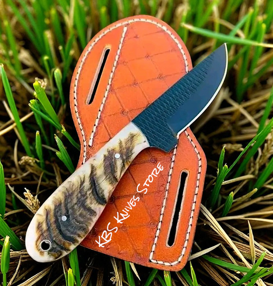 Rasp Blade Belt Knife – Sheep Horn Handle 7" with Sheath
