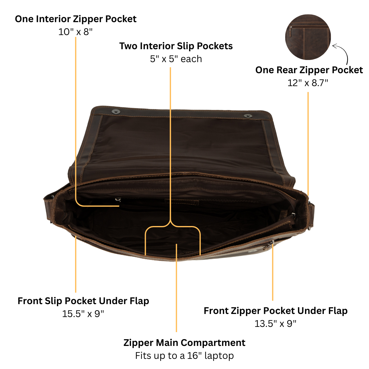 Richmond Messenger Bag 16" Brown