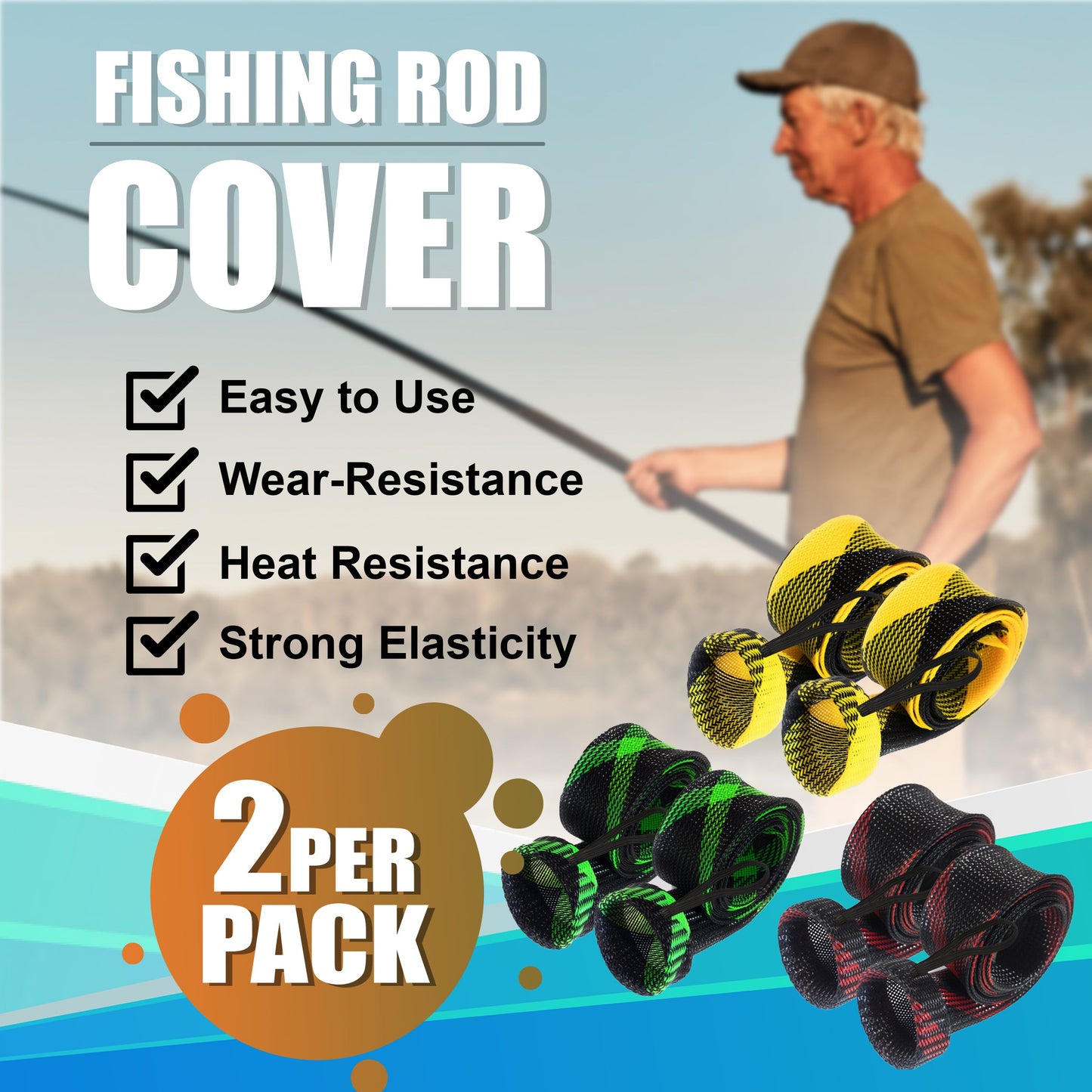 Reaction Tackle Fishing Rod Cover / Rod Sleeve / Rod Sock (2-Pack)