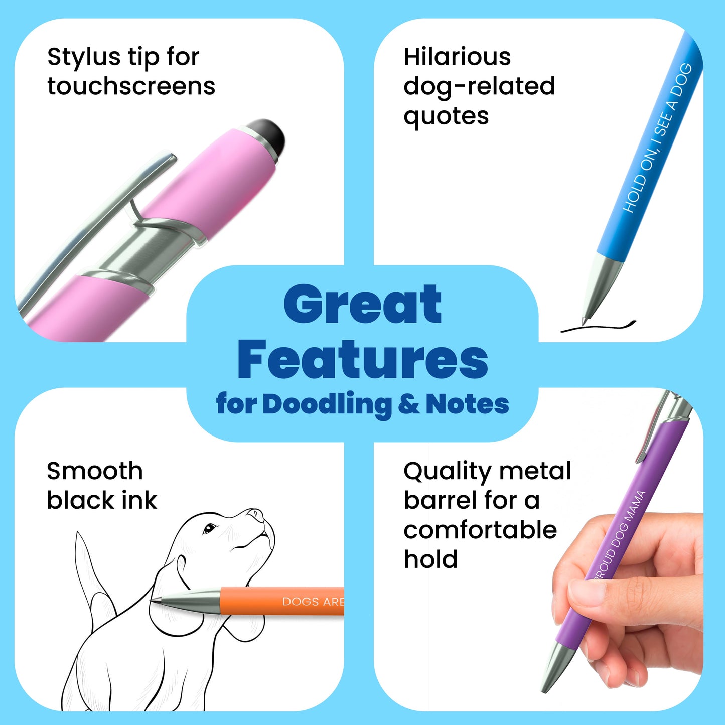 Dog-Themed Stylus Pen Sets & Refills