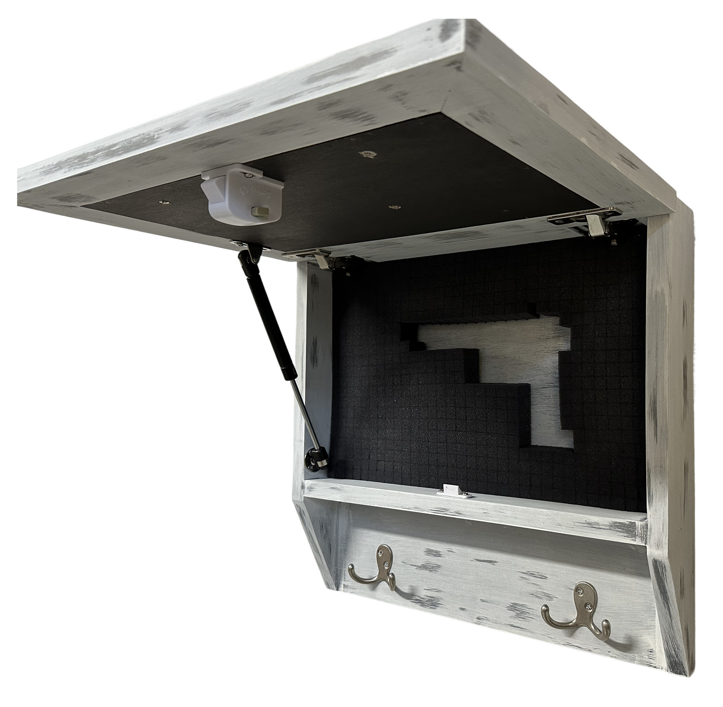 Snowcapped Mountain Scene Wall-Mounted Gun Cabinet – Hidden Lockable Storage with Rustic Charm