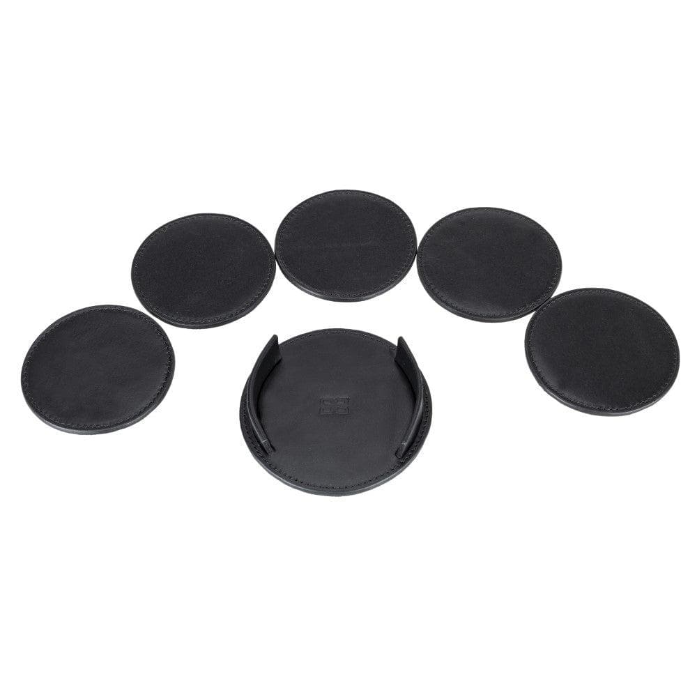 Tucson Genuine Leather Coaster Set of 5 with Holder - Premium Cup Coasters
