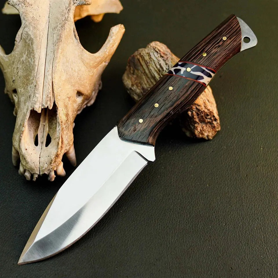 8.7" Handmade Bushcraft Knife – Stainless Steel Full Tang Wood Handle