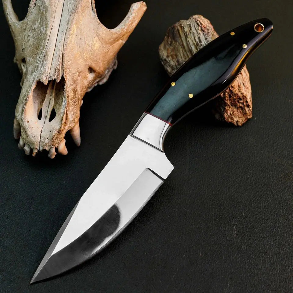 8.6" Handmade Drop Point Skinner Knife – Full Tang Resin Handle